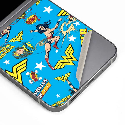 DC Comics Wonder Woman Action pose pattern Galaxy Z Flip6 Skin