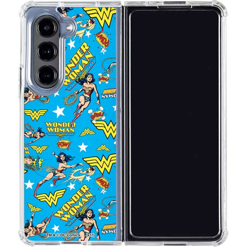 DC Comics Wonder Woman Action pose pattern Galaxy Z Fold5 5G Clear Case