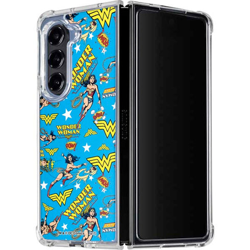DC Comics Wonder Woman Action pose pattern Galaxy Z Fold5 5G Clear Case