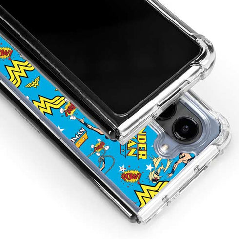 DC Comics Wonder Woman Action pose pattern Galaxy Z Fold5 5G Clear Case