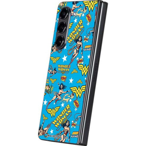 DC Comics Wonder Woman Action pose pattern Galaxy Z Fold5 5G Skin