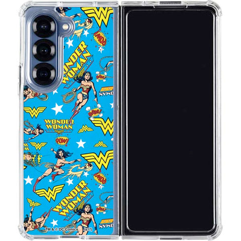 DC Comics Wonder Woman Action pose pattern Galaxy Z Fold6 Clear Case