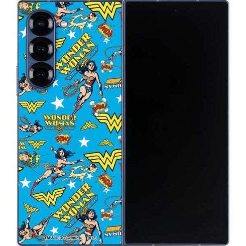 DC Comics Wonder Woman Action pose pattern Galaxy Z Fold6 Skin