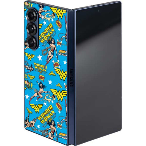 DC Comics Wonder Woman Action pose pattern Galaxy Z Fold6 Skin