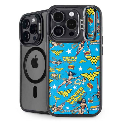DC Comics Wonder Woman Action pose pattern iPhone 13 Pro Max Kickstand Case