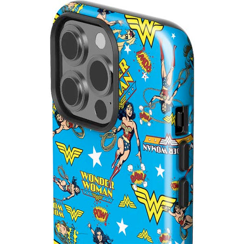 DC Comics Wonder Woman Action pose pattern iPhone 15 Pro Impact Case