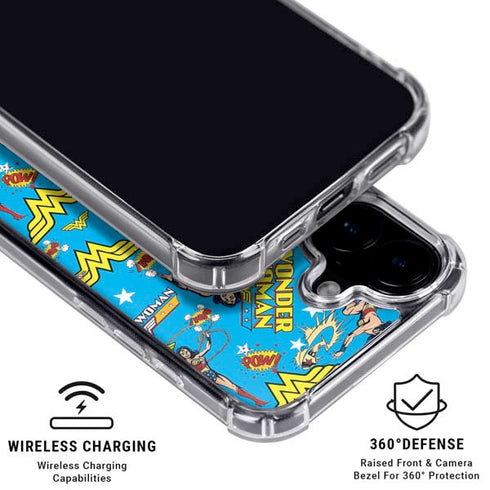 DC Comics Wonder Woman Action pose pattern iPhone 16 MagSafe Case