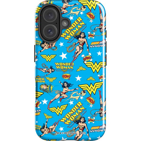 DC Comics Wonder Woman Action pose pattern iPhone 16 Plus Impact Case