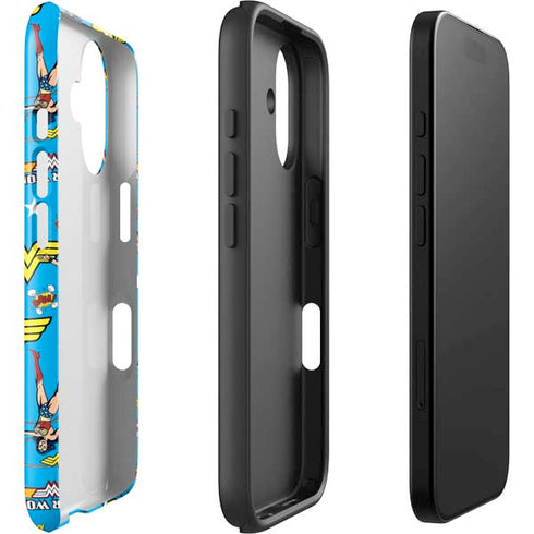 DC Comics Wonder Woman Action pose pattern iPhone 16 Plus Impact Case