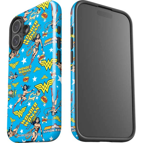 DC Comics Wonder Woman Action pose pattern iPhone 16 Plus Impact Case