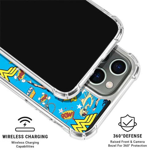 DC Comics Wonder Woman Action pose pattern iPhone 16 Pro Clear Case