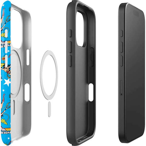 DC Comics Wonder Woman Action pose pattern iPhone 16 Pro Magsafe Impact Case