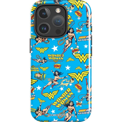 DC Comics Wonder Woman Action pose pattern iPhone 16 Pro Max Impact Case