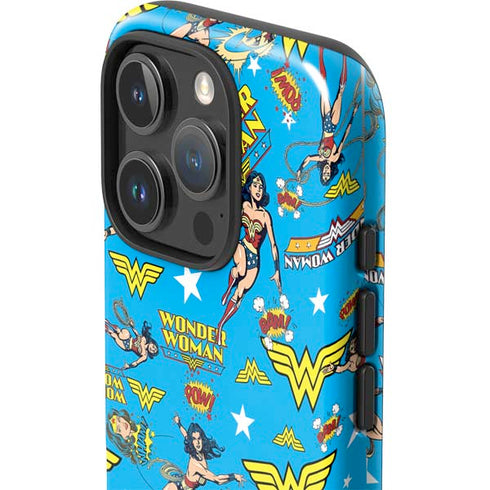DC Comics Wonder Woman Action pose pattern iPhone 16 Pro Max Impact Case