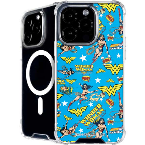 DC Comics Wonder Woman Action pose pattern iPhone 16 Pro Max MagSafe Case