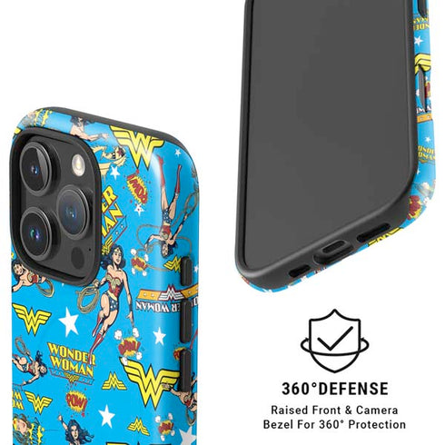 DC Comics Wonder Woman Action pose pattern iPhone 16 Pro Max Magsafe Impact Case