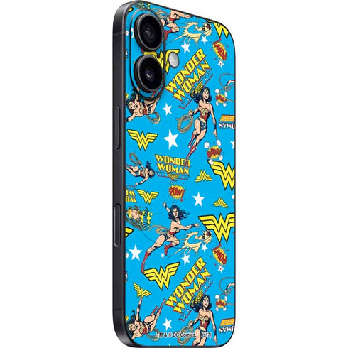 DC Comics Wonder Woman Action pose pattern iPhone 16 Skin