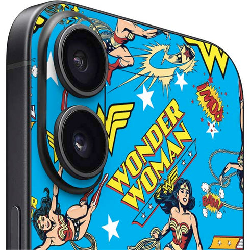 DC Comics Wonder Woman Action pose pattern iPhone 16 Skin
