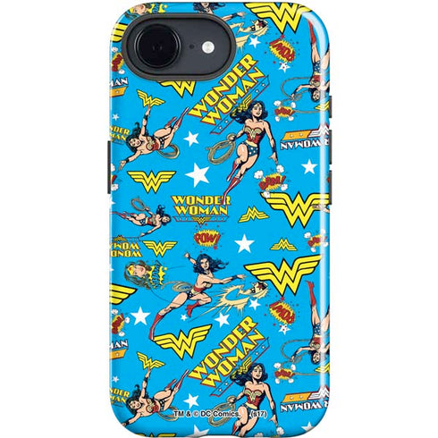 DC Comics Wonder Woman Action pose pattern iPhone 16e Impact Case