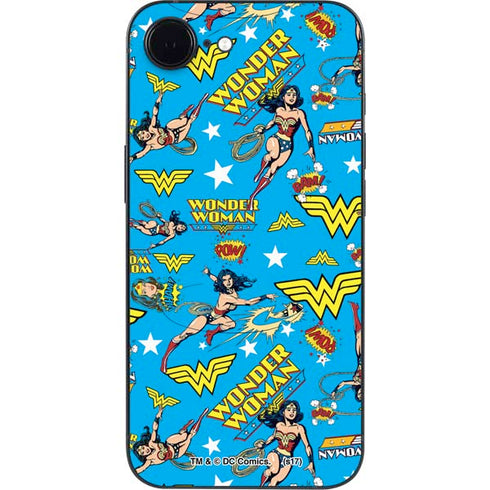 DC Comics Wonder Woman Action pose pattern iPhone 16e Skin