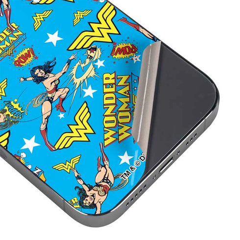 DC Comics Wonder Woman Action pose pattern iPhone 16e Skin