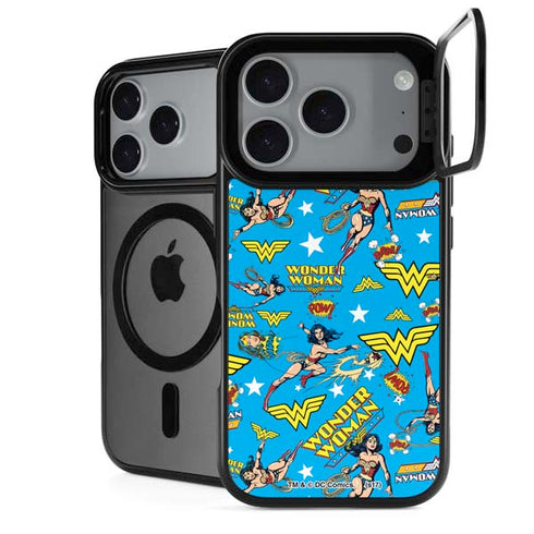 DC Comics Wonder Woman Action pose pattern iPhone 18 Pro Kickstand Case