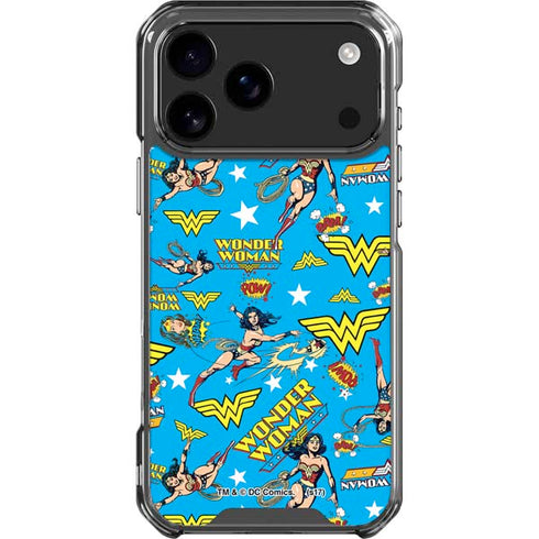 DC Comics Wonder Woman Action pose pattern iPhone 18 Pro Max Clear Case