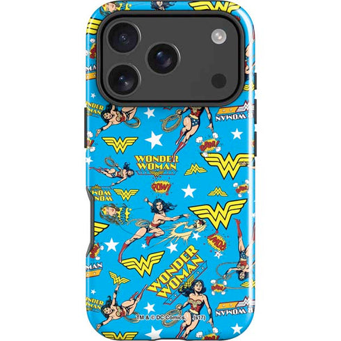 DC Comics Wonder Woman Action pose pattern iPhone 18 Pro Max Impact Case