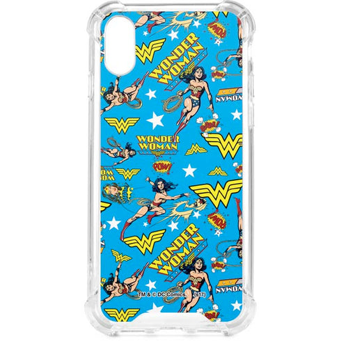 DC Comics Wonder Woman Action pose pattern iPhone XS Clear Case