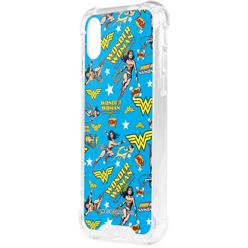 DC Comics Wonder Woman Action pose pattern iPhone XS Clear Case
