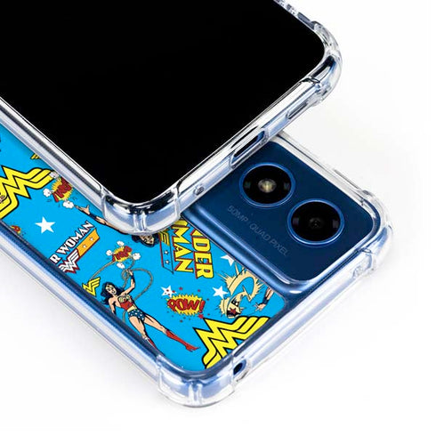 DC Comics Wonder Woman Action pose pattern Moto G 5G (2024) Clear Case