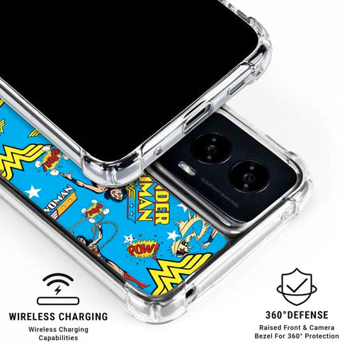 DC Comics Wonder Woman Action pose pattern Moto G Power 5G (2024) Clear Case
