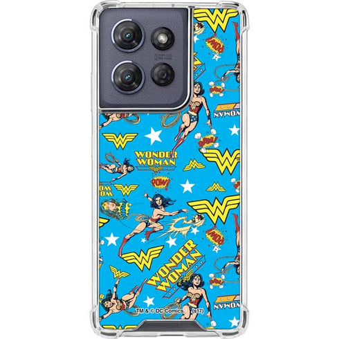 DC Comics Wonder Woman Action pose pattern Moto G Power 5G (2025) Clear Case