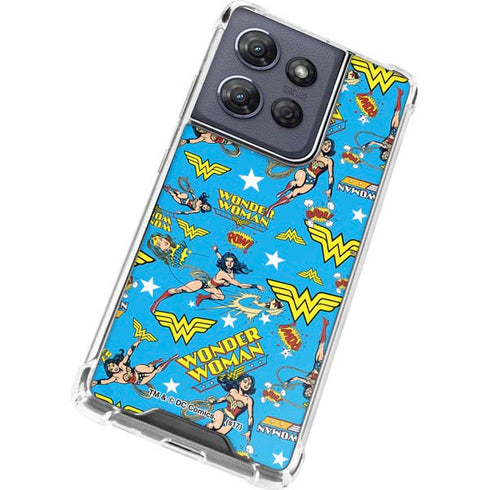 DC Comics Wonder Woman Action pose pattern Moto G Power 5G (2025) Clear Case