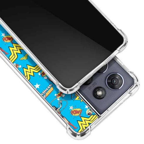 DC Comics Wonder Woman Action pose pattern Moto G Power 5G (2025) Clear Case