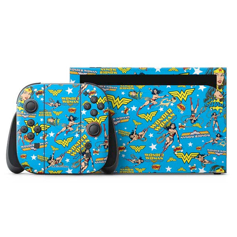 DC Comics Wonder Woman Action pose pattern Nintendo Skins