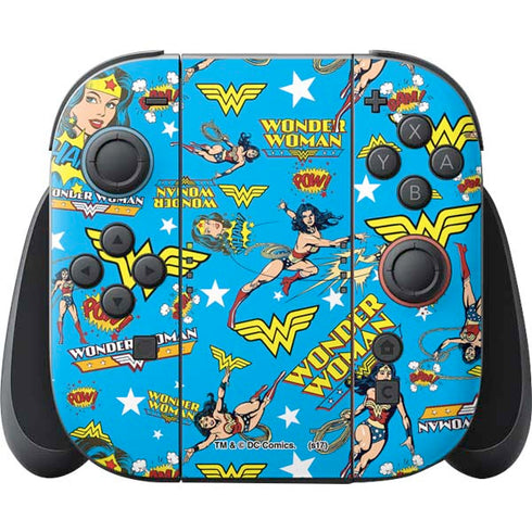 DC Comics Wonder Woman Action pose pattern Nintendo Skins