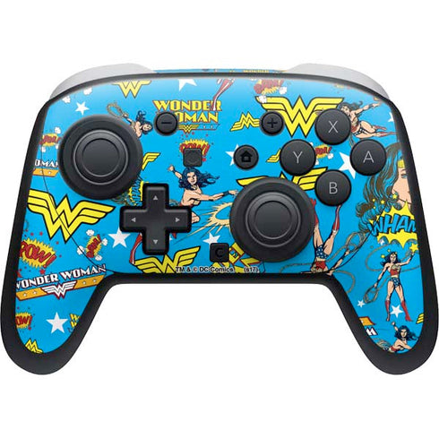 DC Comics Wonder Woman Action pose pattern Nintendo Switch 2 (2025) Pro Controller Skin