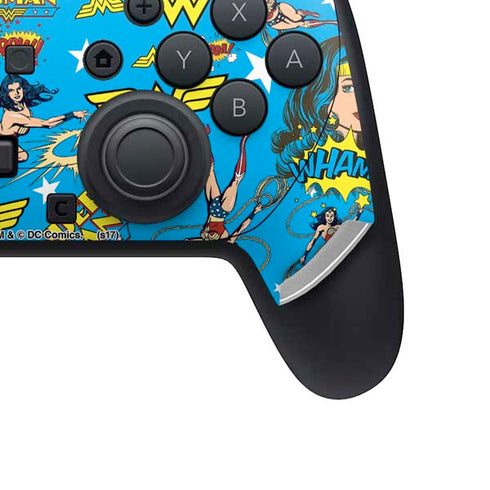 DC Comics Wonder Woman Action pose pattern Nintendo Switch 2 (2025) Pro Controller Skin