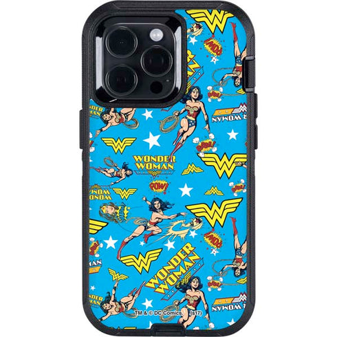 DC Comics Wonder Woman Action pose pattern Otterbox Defender iPhone Skin