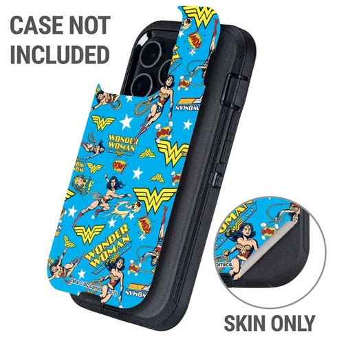 DC Comics Wonder Woman Action pose pattern Otterbox Defender iPhone Skin