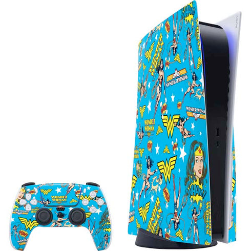 DC Comics Wonder Woman Action pose pattern PlayStation PS5 Skins