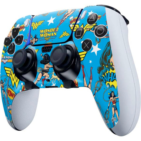 DC Comics Wonder Woman Action pose pattern PS5 DualSense Edge Pro Controller Skin