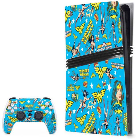 DC Comics Wonder Woman Action pose pattern PlayStation PS5 Skins
