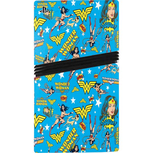 DC Comics Wonder Woman Action pose pattern PS5 Pro Console Skin