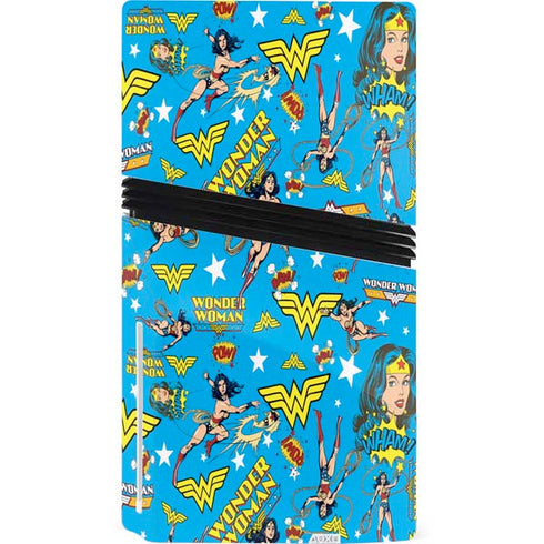 DC Comics Wonder Woman Action pose pattern PS5 Pro Disk Console Skin