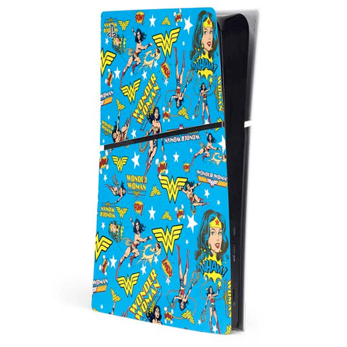 DC Comics Wonder Woman Action pose pattern PS5 Slim Digital Edition Console Skin