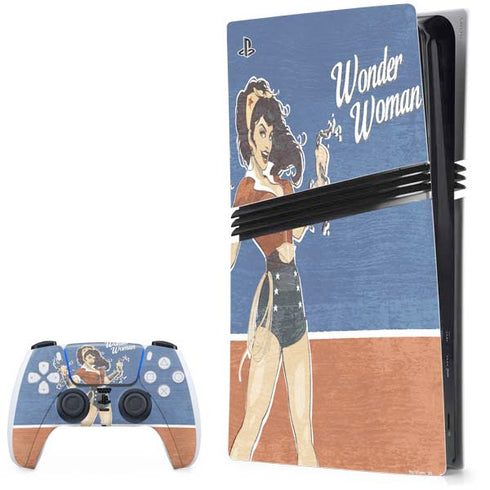 DC Comics Bombshells Wonder Woman Bombshell PS5 Pro Bundle Skin