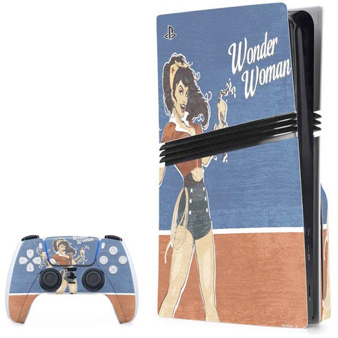 DC Comics Bombshells Wonder Woman Bombshell PS5 Pro Disk Bundle Skin