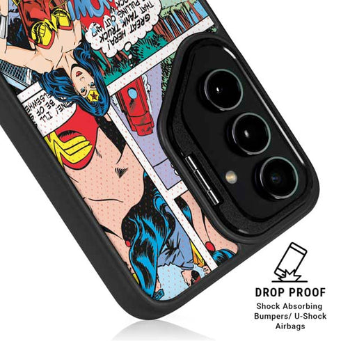 DC Comics Wonder Woman Comic Blast Galaxy S25 Kickstand Case